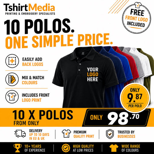 10 Polo Shirts Bundle - Free Logo