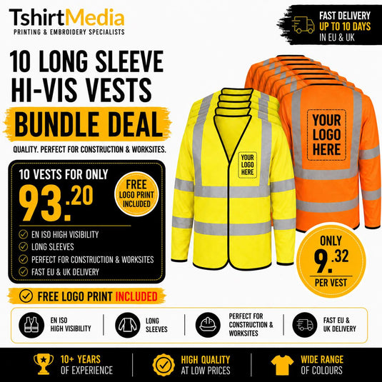 10 Long Sleeve Hi-Vis Waist Coat