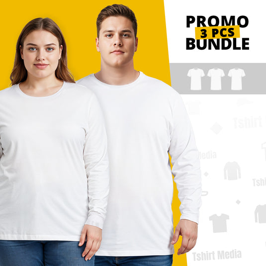 3 Bundle Pack - 3 Plus Size Long Sleeve T-shirts Super Premium - Unisex