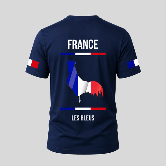 France Fan T-Shirt Les Bleus Edition back view with rooster graphic and France supporter design