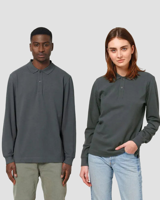 Long Sleeve Organic-Cotton Polo Shirt PREPSTER - Unisex