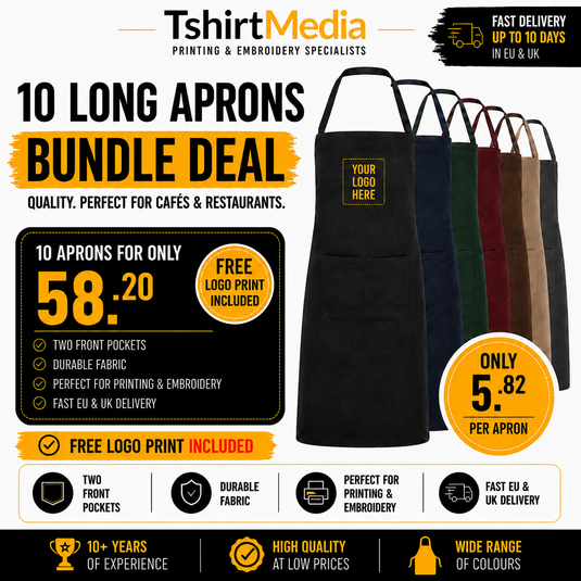10 Long Aprons Bundle - Free Logo Included