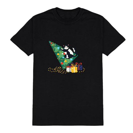 Коледна Тениска " Котенце срещу Коледна Елха"