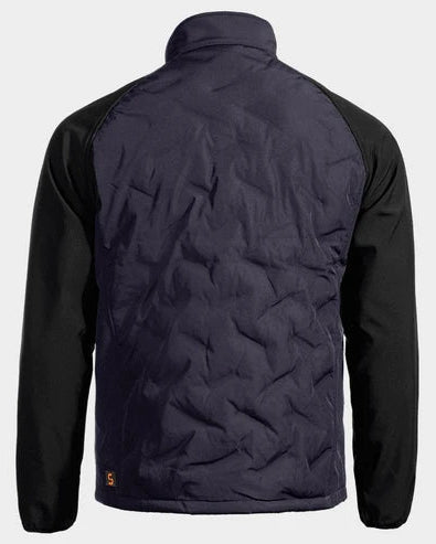 Green quilted jacket on a light gray background