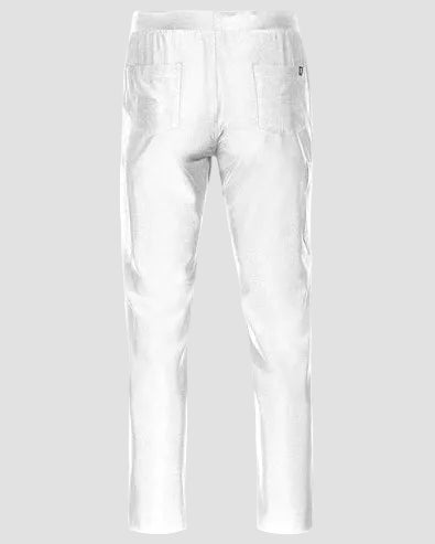 White pants on a light gray background