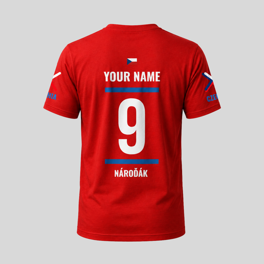 Personalised Czechia fan T-shirt with custom name and number on the back
