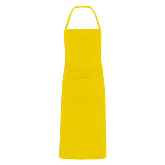 Long yellow apron for kitchen, restaurant, and trade use, durable and stylish, perfect for chefs, waitstaff, and professionals.